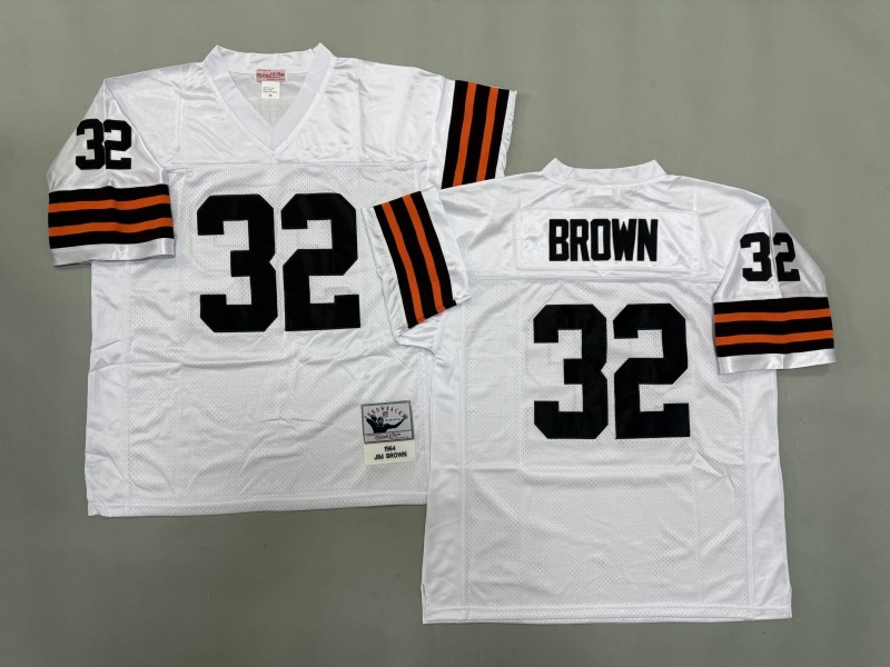 Men 2025 Cleveland Browns #32 Brown white Throwback Limited NFL Jersey style 001